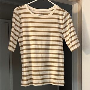 LOFT Tan and White Striped Top